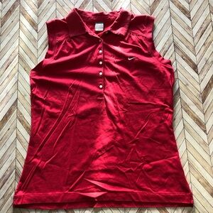 Nike Women’s Fit Dry Red Sleeveless Performance Polo Five Button Women’s Size XL
